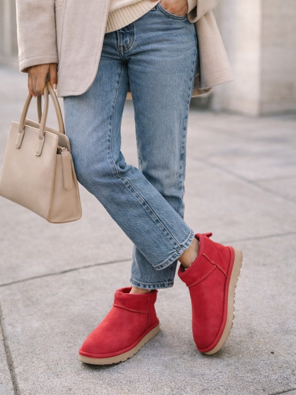 UGG Classic Ultra Mini Ribbon Red Suede Boots Size US7